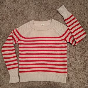 EUC J. Crew XS Cream/Red Striped Sweater